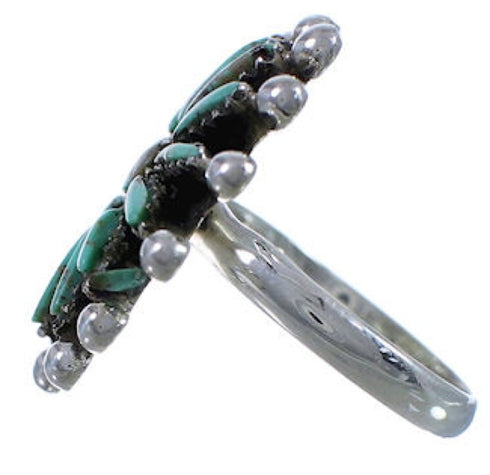Turquoise Needlepoint Sterling Silver Ring Size 4-1/2 AX87431